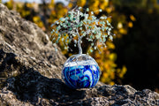 Snowy Mountain Top Tree of Life with Cremains and Aventurine Beading